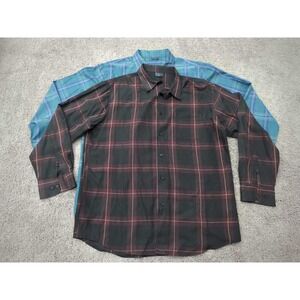Lot of 2 R&R Button Up Shirt Mens XXL Plaid Long Sleeve Pocket‎ Casual